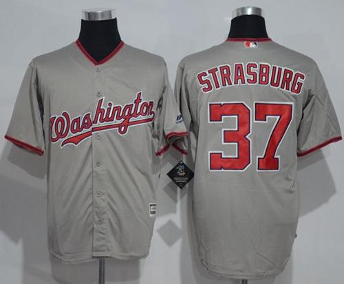 Nationals #37 Stephen Strasburg Grey New Cool Base Stitched MLB Jersey - Click Image to Close